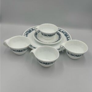 Vintage Corelle Old Town Blue Dinnerware, featuring the "Blue Onion" Pattern.